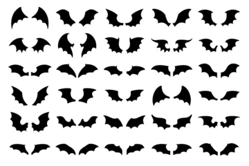 Fotobehang dark wing silhouette evil devil in the shadows Scary bat wings on Halloween night. © anuwat