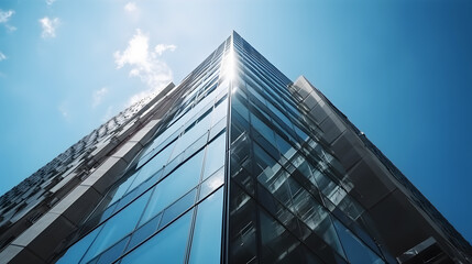 Fototapeta na wymiar modern office building in the sky created with Generative AI