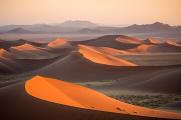 Naklejka na ściany i meble Dunes of the Namib Desert at Dawn - AI Generated