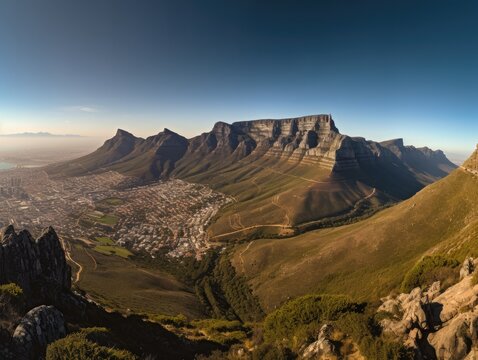 Panoramic View of Table Mountain in Cape Town - AI Generated