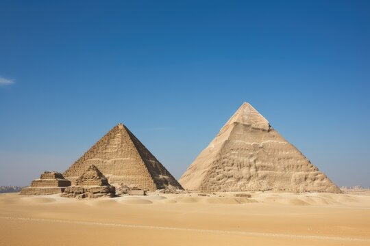 Pyramids of Egypt Under the Blue Sky - AI Generated