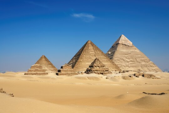 Pyramids of Egypt Under the Blue Sky - AI Generated