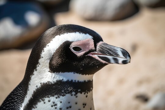Close-up of an African Penguin on Boulders Beach - AI Generated