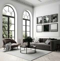 Modern Interior Design with 6 Wall frame Mock up.