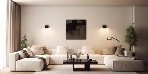 Fototapeta na wymiar Contemporary Stylish Living Room Design AI Generated