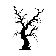 dry tree silhouette Ghost tree with scary devil face for Halloween card decoration