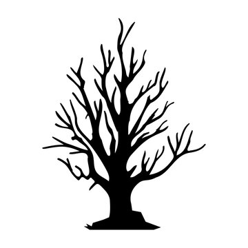 recommend clip art: dry tree silhouette Ghost tree with scary devil face for Halloween card decoration