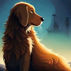 Cute cartoon puppy dog portrait created with Generative AI 
