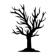 dry tree silhouette Ghost tree with scary devil face for Halloween card decoration