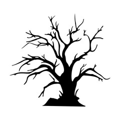 Obraz premium dry tree silhouette Ghost tree with scary devil face for Halloween card decoration