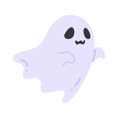 Obraz premium Cartoon ghost in white robe floating Haunt and scare people on Halloween night.