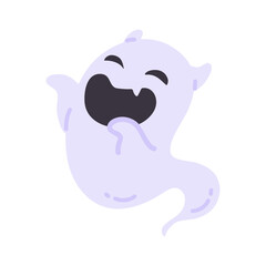 Obraz premium Cartoon ghost in white robe floating Haunt and scare people on Halloween night.