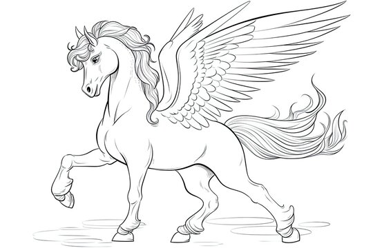 Mythological horse with wings, Pegasus on a white background. Generative ai.