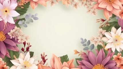 Flower background with copy space. Floral frame. Vector illustration. Generated AI