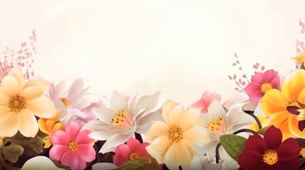 Flower background with copy space for text or image.. Generated AI