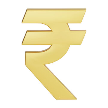 Gold Indian Rupee currency symbol isolated on white background. Gold Rupee sign. 3D rupee money currency sign. 3D vector Illustration.