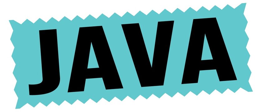 JAVA text written on blue-black stamp sign.