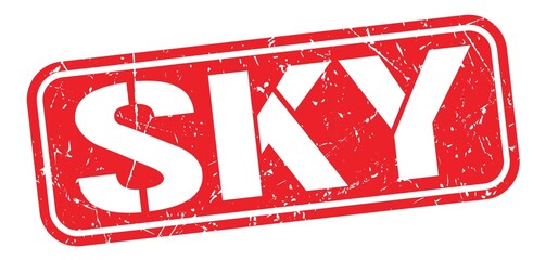 SKY text written on red stamp sign.