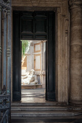 Fototapeta na wymiar View of Marforio statue at Capitoline Museum in Rome, Italy.