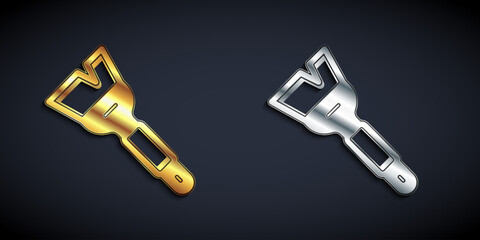 Gold and silver Beekeeping brush icon isolated on black background. Tool of the beekeeper. Long shadow style. Vector