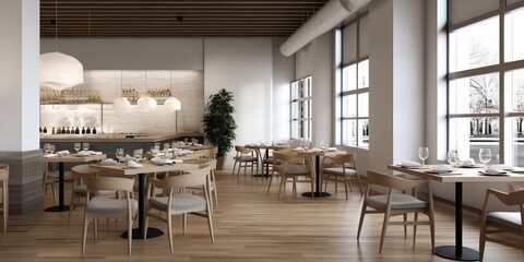 Sophisticated Modern Restaurant Interior AI Generated Generative AI