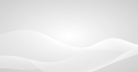 White wave modern background. Abstract wavy background with white flowing lines. Grey and white smooth gradient background. Vector illustration