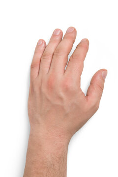 Top view of a male hand isolated on a transparent background, PNG. High resolution.