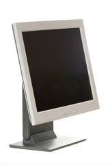 Computer monitor with black screen on white