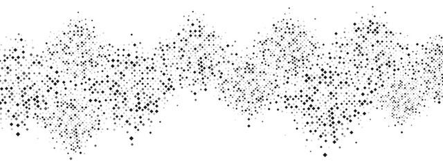 Dotted monochrome ornamental background frame. Vector texture of halftone squares, rhombuses. A route made of crystals. Poster for technology, medicine, presentations, business.