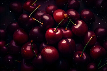 Fototapeta na wymiar Ripe juicy cherries, Generative AI