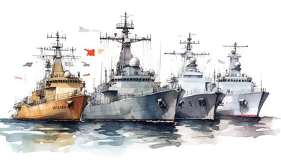 Cruisers These are fast maneuverable warships watercolor painting Abstract background.  © Hasan Art