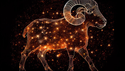 Aries, zodiac constellation, astrology. AI generated