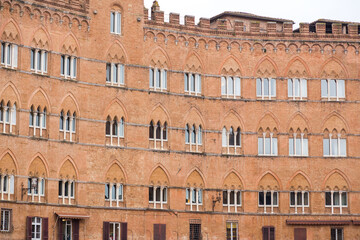 The Piazza del Campo, the central square of Siena, Italy