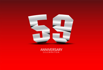59 Year Anniversary Celebration Logo silver vector, 59 Number Design, 59th Birthday Logo, Logotype Number, Vector Anniversary For Celebration, Invitation Card, Greeting Card. logo number Anniversary