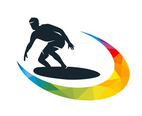 Surfing sport graphic for use as a template for flyer or for use in web design.