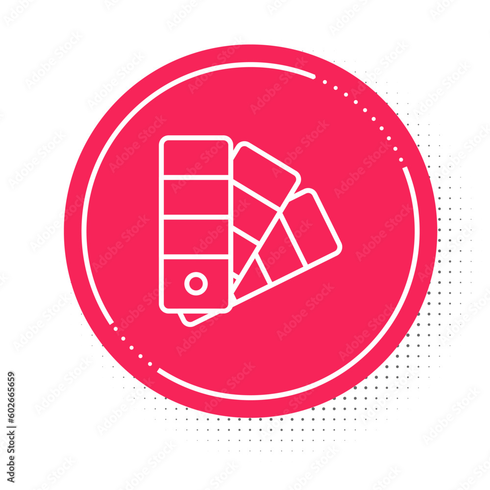 Poster white line color palette guide icon isolated on white background. red circle button. vector