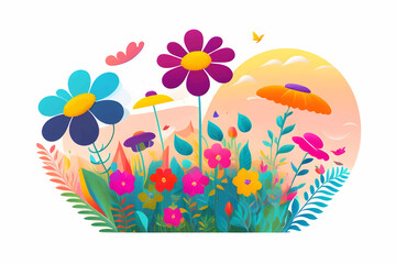 Flowers vector illustration. Vector arrangements for greeting card and invitation design