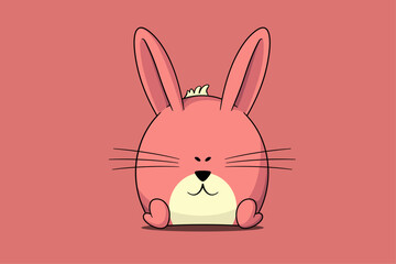 Fototapeta premium Cute rabbit with pink background