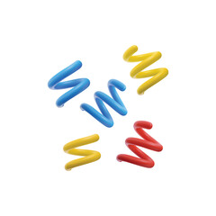 Set of realistic 3d vector illustrations of colorful strokes, lines, curves isolated on white background