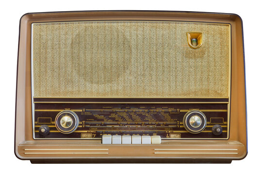 Vintage radio with display showing European cities
