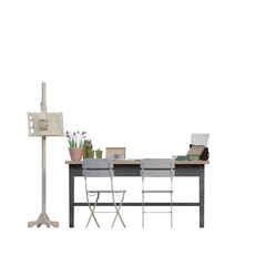 Work Office Desk or Work Station 3D PNG Images