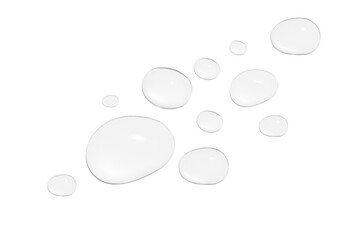 Drops of transparent gel or water in different sizes. PNG