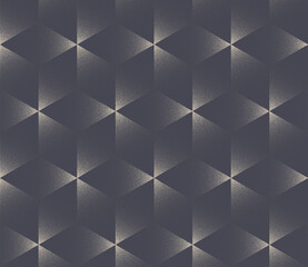 Cube Geometric Structure Seamless Pattern Vector Dot Work Abstract Background. Textile Design Repetitive Abstraction Pale Grey Wallpaper. Loopable Subtle Texture. Halftone Graphic Endless Illustration