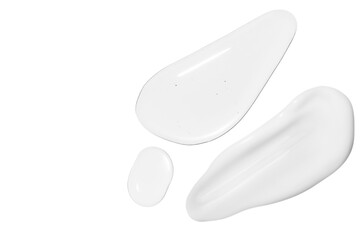 Drops of transparent gel and a dab of white cosmetic cream. PNG