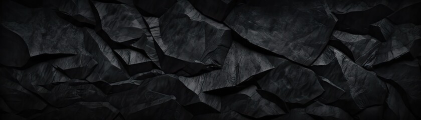 Black white stone texture. Rock surface. Close-up. Like a old rough concrete wall. Dark gray grunge background with space for design. Template. Backdrop. Wide banner. Panoramic