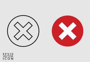 Cross Icon. Cancel icon. Close icon, Stop Icon - Prohibition Vector, Sign and Symbol for Design, Presentation, Website or Apps Elements.