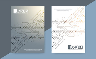 Cover header design with electronic texture for brochure, header, flyer, leaflets for printing presentation, vector illustration