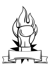 Emblem with boxing gloves. Box club label. Sport illustration in cartoon style.