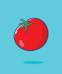 Fresh raw tomato cartoon vector icon illustration. Vegetable natural food icon concept isolated