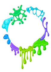 Blots and drips slime background. Toxic mucus smudges streaks and blotch.